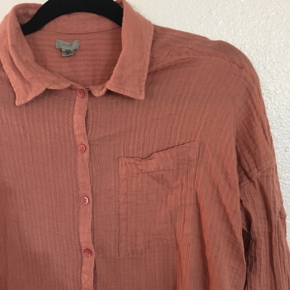 🌟Ecote orange button down collared shirt - Picture 3 of 6